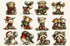 Whimsical Christmas Animals Clipart Bundle - CraftNest - Digital Crafting and Art