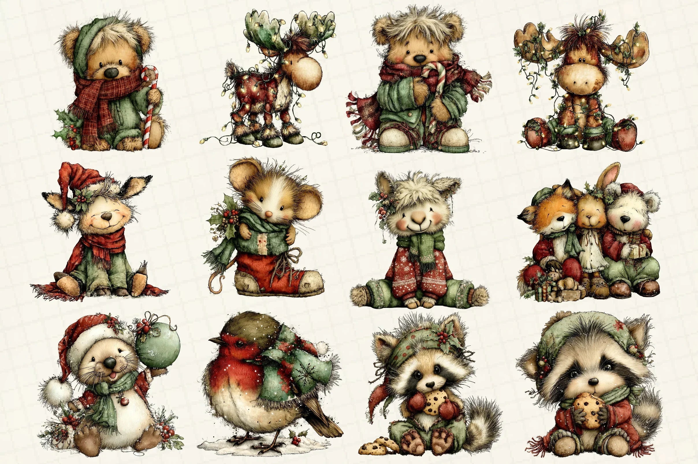 Whimsical Christmas Animals Clipart Bundle - CraftNest - Digital Crafting and Art