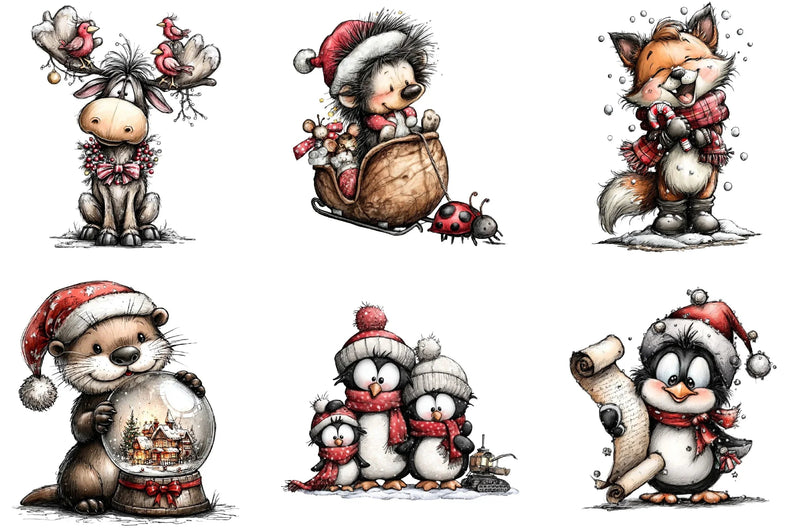 Whimsical Christmas Animals Clipart Bundle - CraftNest - Digital Crafting and Art