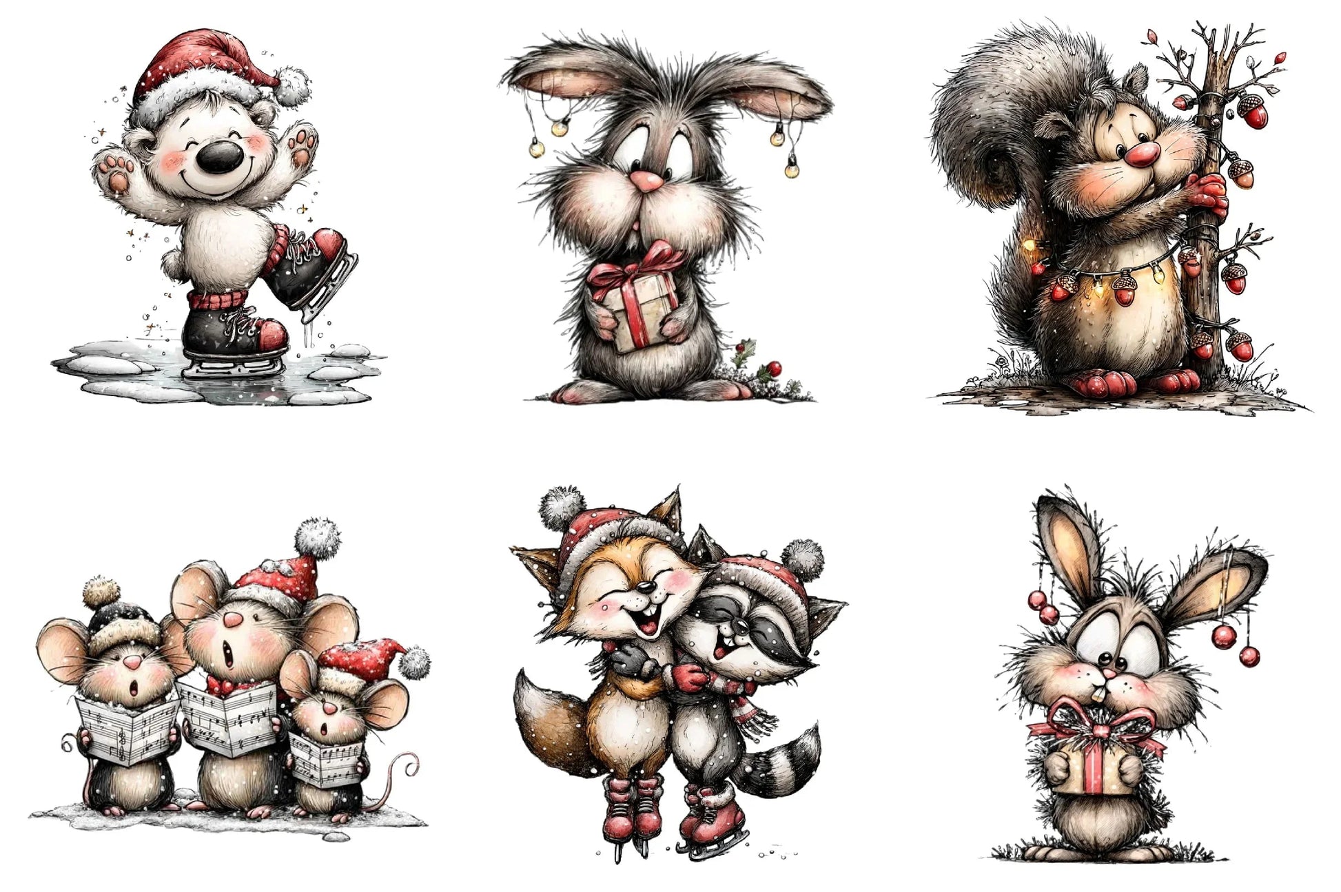 Whimsical Christmas Animals Clipart Bundle - CraftNest - Digital Crafting and Art