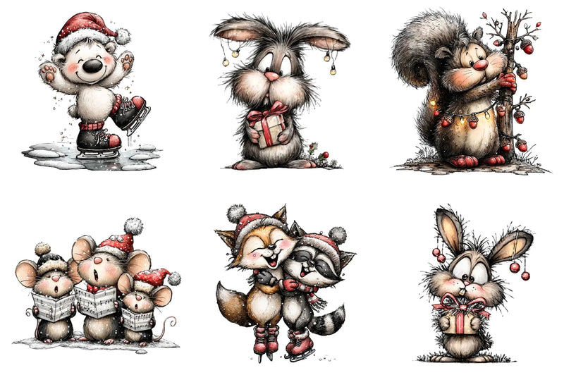 Whimsical Christmas Animals Clipart Bundle - CraftNest - Digital Crafting and Art