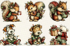 Whimsical Christmas Animals Clipart Bundle - CraftNest - Digital Crafting and Art