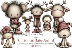 Whimsical Christmas Baby Animal Clipart Bundle - CraftNest - Digital Crafting and Art