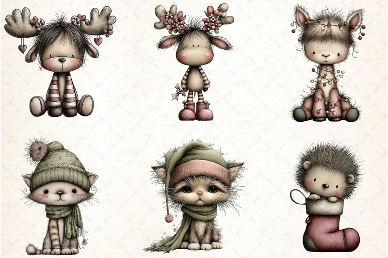 Whimsical Christmas Baby Animal Clipart Bundle - CraftNest - Digital Crafting and Art