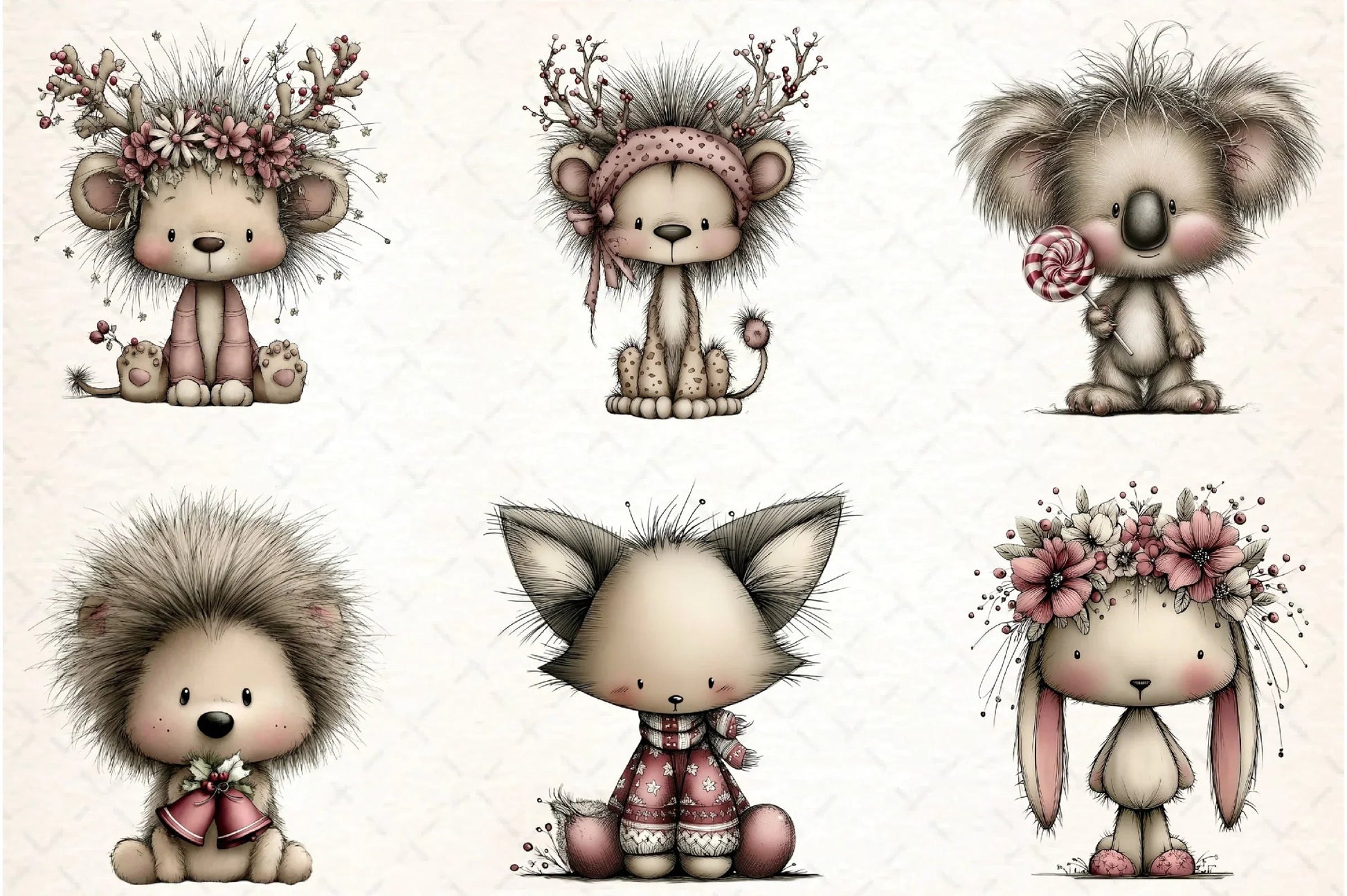 Whimsical Christmas Baby Animal Clipart Bundle - CraftNest - Digital Crafting and Art