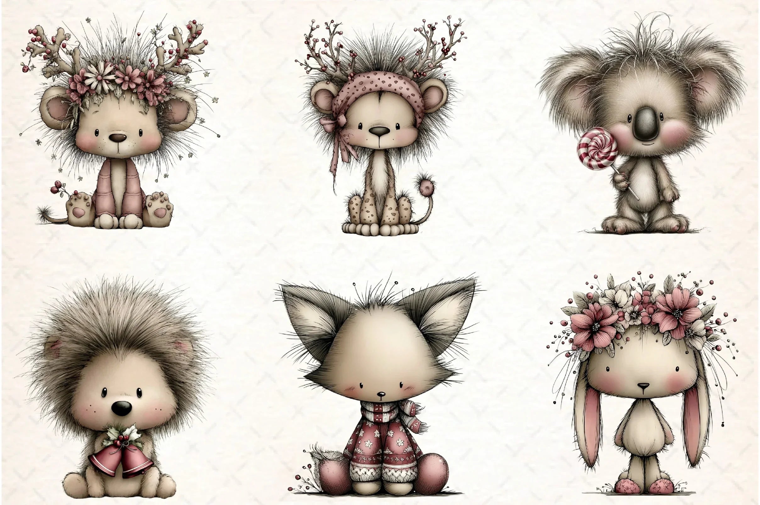 Whimsical Christmas Baby Animal Clipart Bundle - CraftNest - Digital Crafting and Art