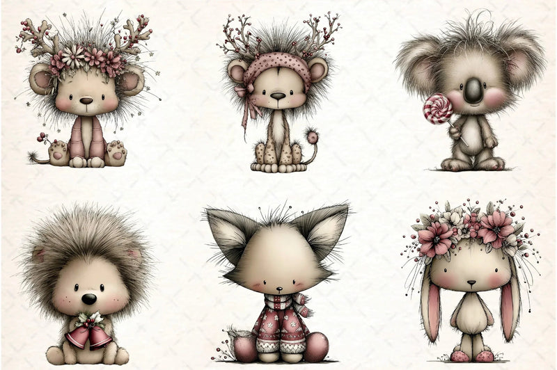 Whimsical Christmas Baby Animal Clipart Bundle - CraftNest - Digital Crafting and Art