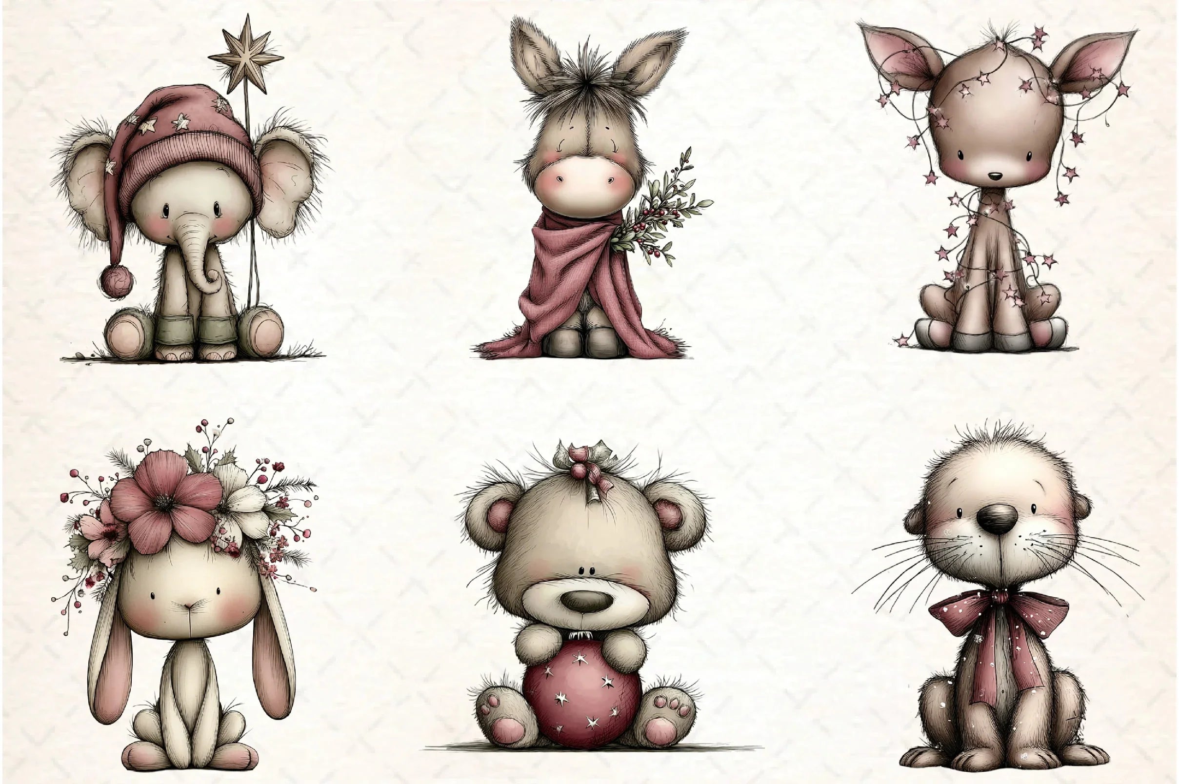 Whimsical Christmas Baby Animal Clipart Bundle - CraftNest - Digital Crafting and Art