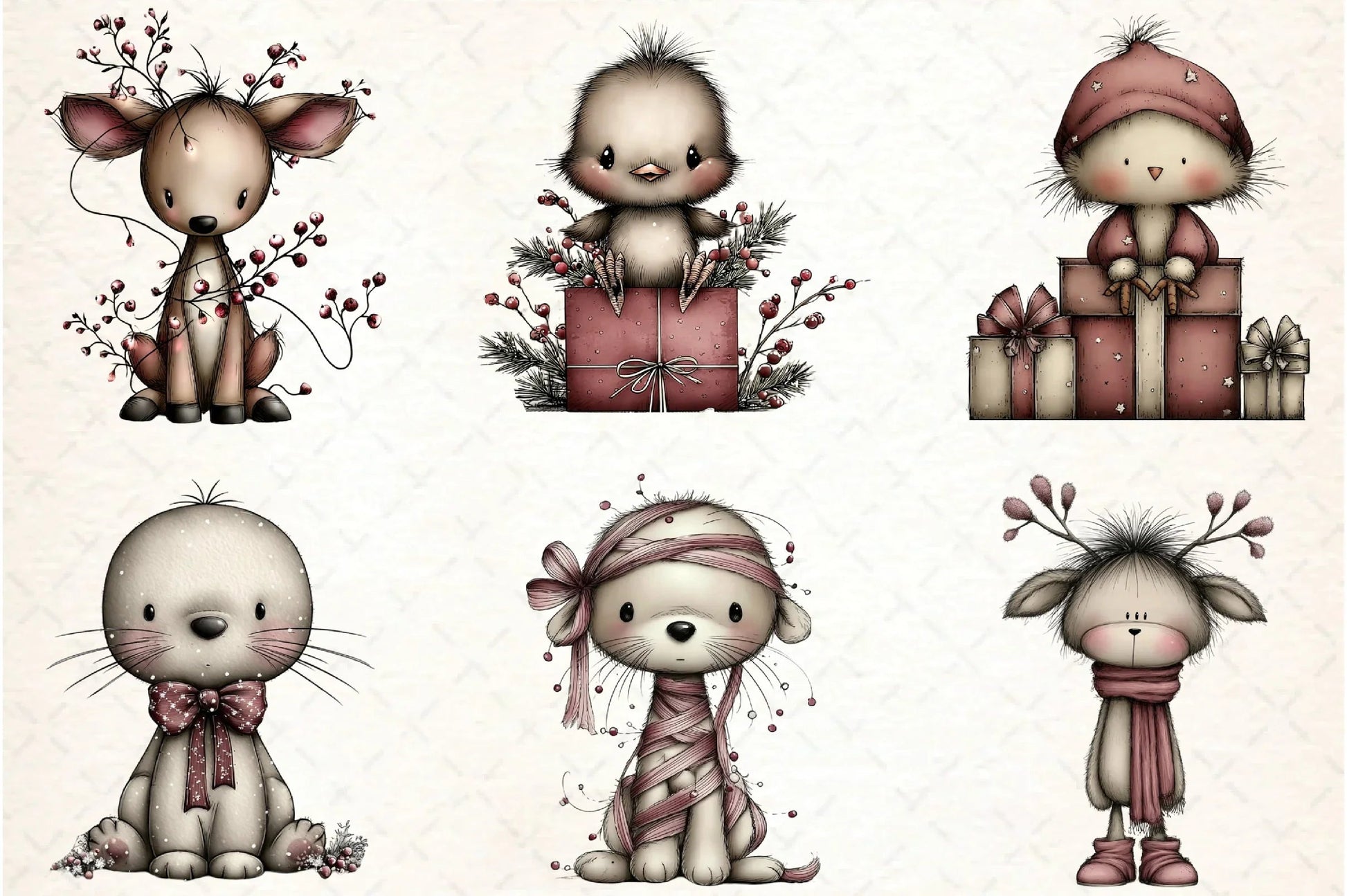 Whimsical Christmas Baby Animal Clipart Bundle - CraftNest - Digital Crafting and Art
