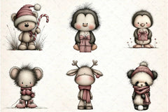 Whimsical Christmas Baby Animal Clipart Bundle - CraftNest - Digital Crafting and Art