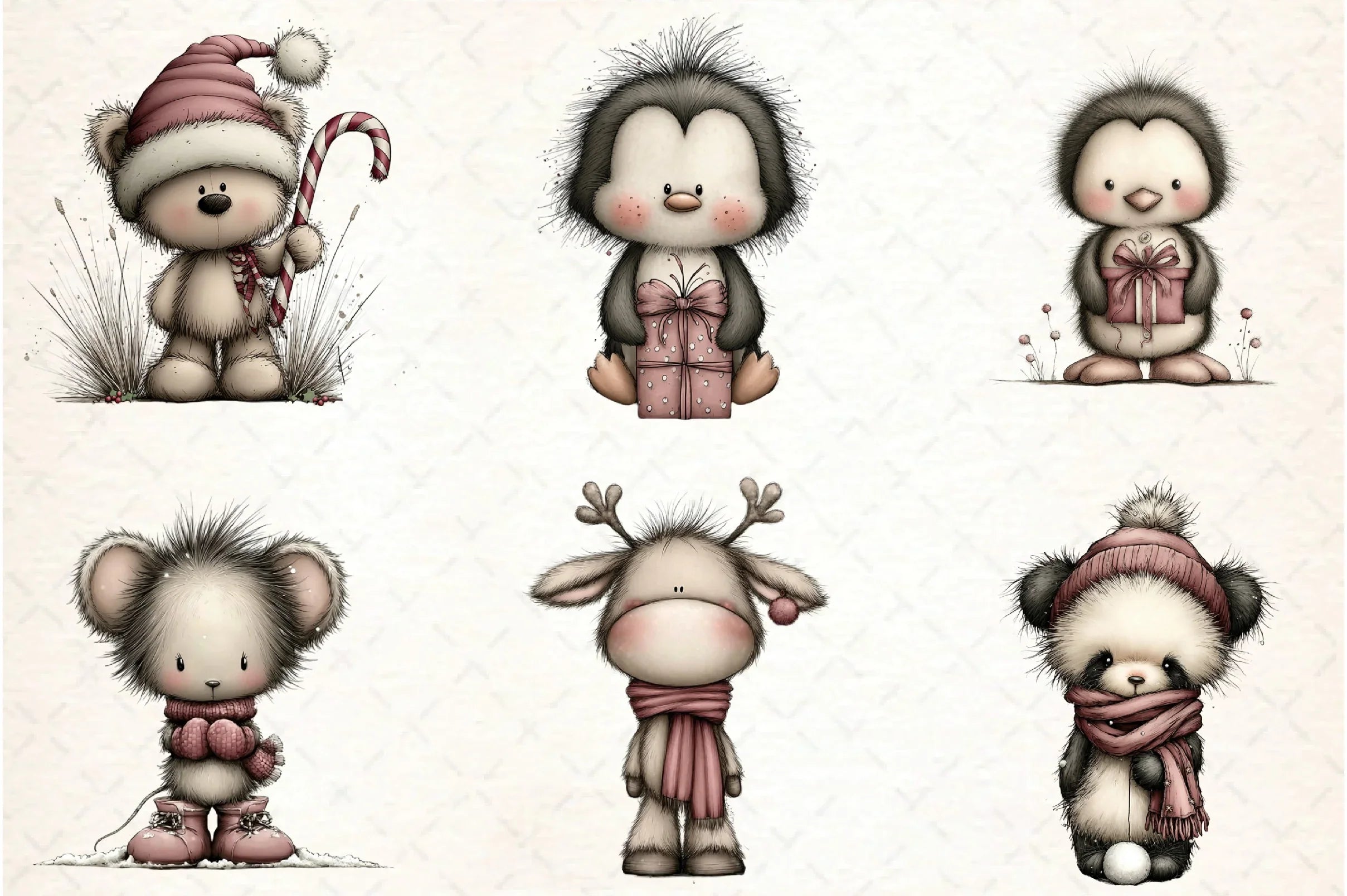 Whimsical Christmas Baby Animal Clipart Bundle - CraftNest - Digital Crafting and Art