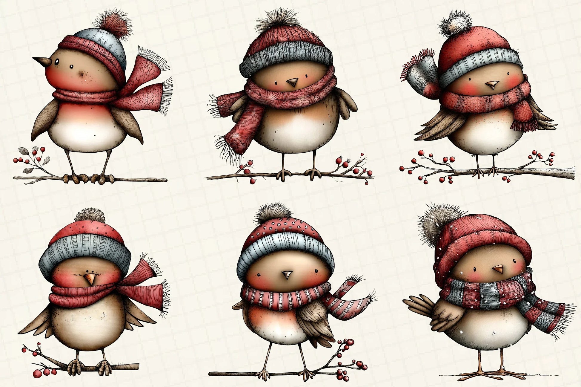 Whimsical Christmas Bird Clipart Bundle - CraftNest - Digital Crafting and Art