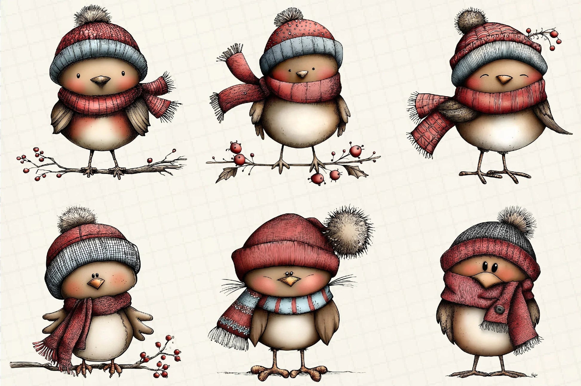 Whimsical Christmas Bird Clipart Bundle - CraftNest - Digital Crafting and Art