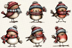 Whimsical Christmas Bird Clipart Bundle - CraftNest - Digital Crafting and Art