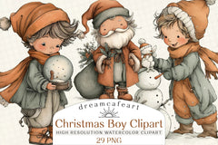 Whimsical Christmas Boy Clipart Bundle - CraftNest - Digital Crafting and Art