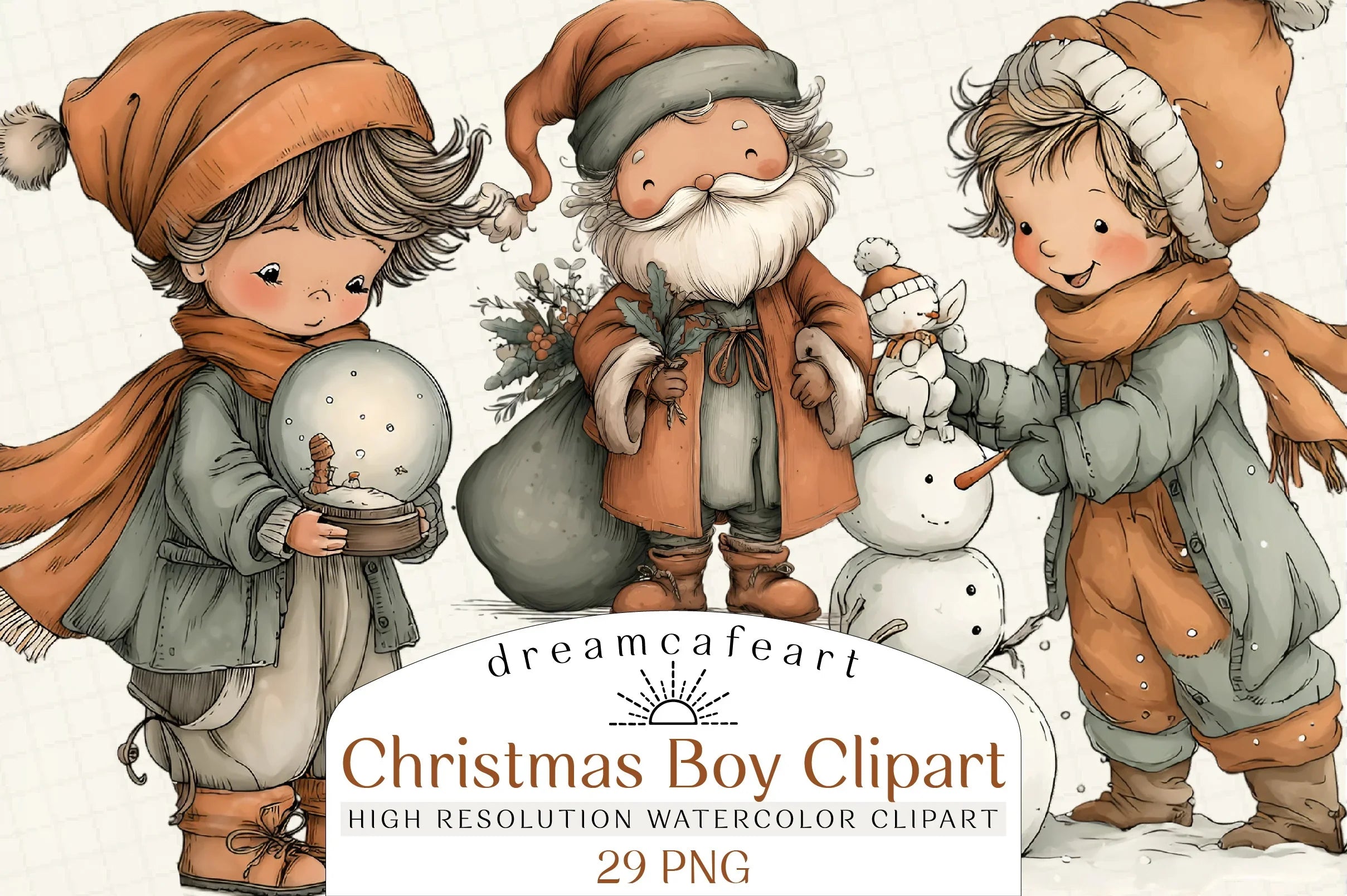 Whimsical Christmas Boy Clipart Bundle - CraftNest - Digital Crafting and Art