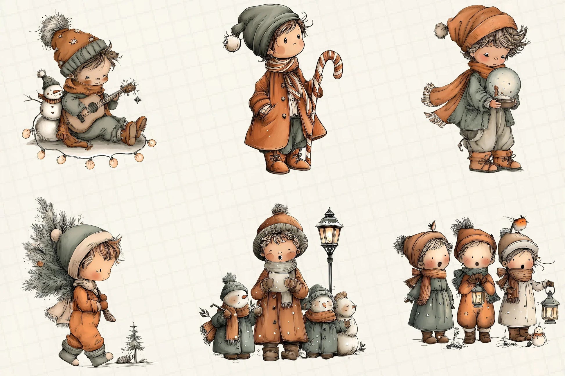 Whimsical Christmas Boy Clipart Bundle - CraftNest - Digital Crafting and Art
