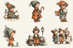 Whimsical Christmas Boy Clipart Bundle - CraftNest - Digital Crafting and Art