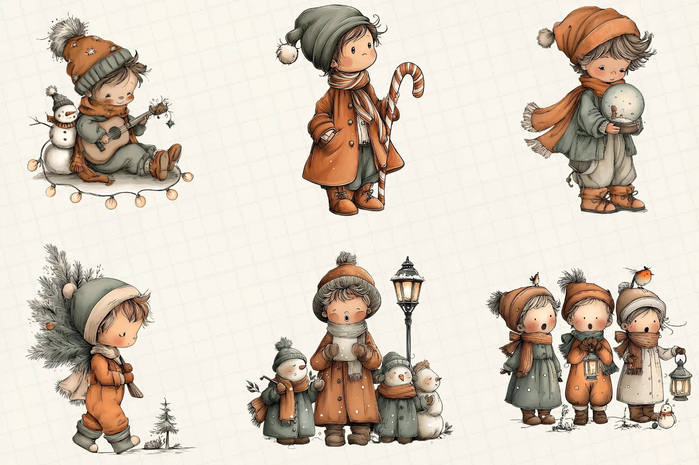 Whimsical Christmas Boy Clipart Bundle - CraftNest - Digital Crafting and Art