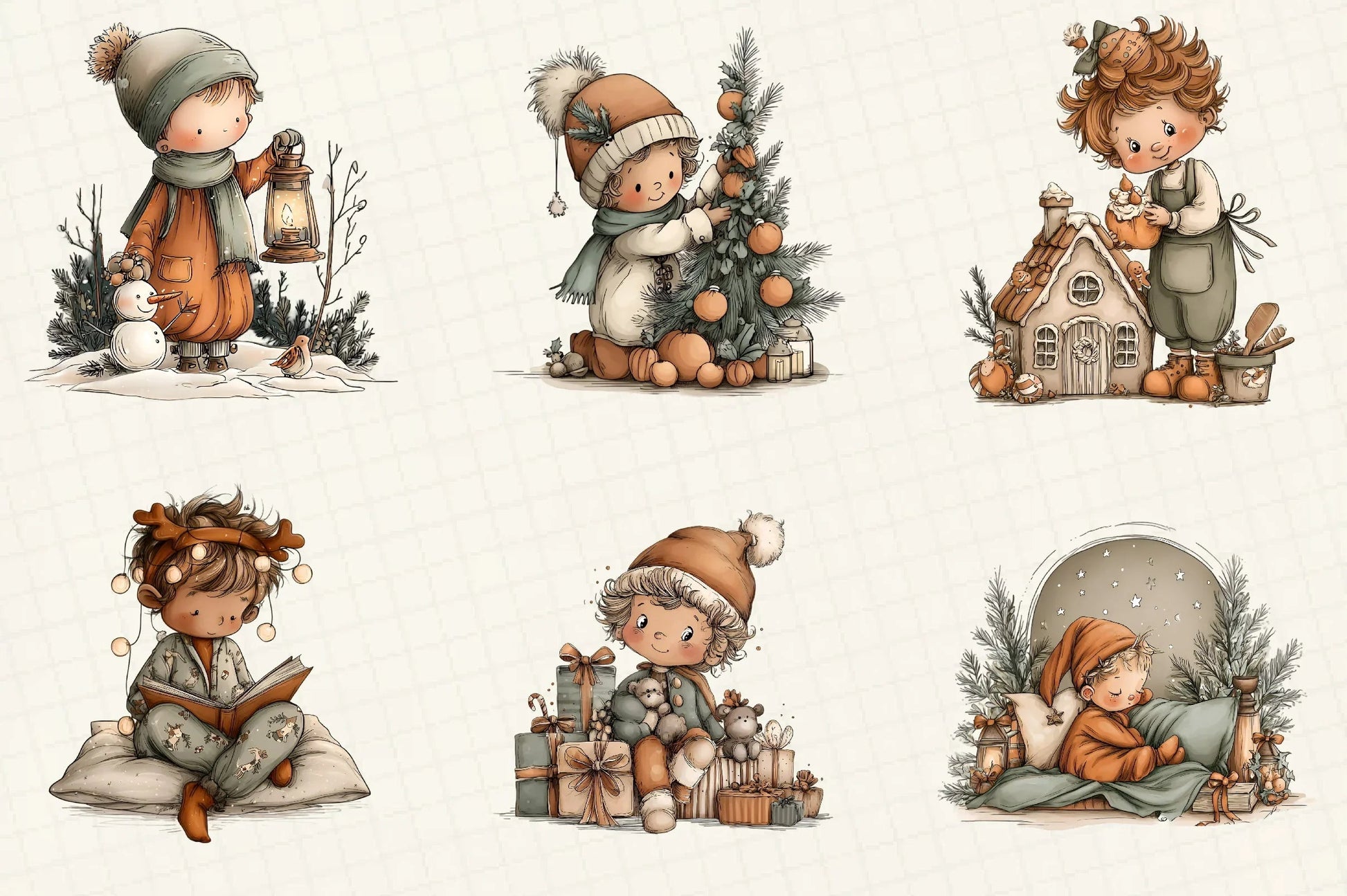Whimsical Christmas Boy Clipart Bundle - CraftNest - Digital Crafting and Art