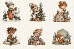 Whimsical Christmas Boy Clipart Bundle - CraftNest - Digital Crafting and Art