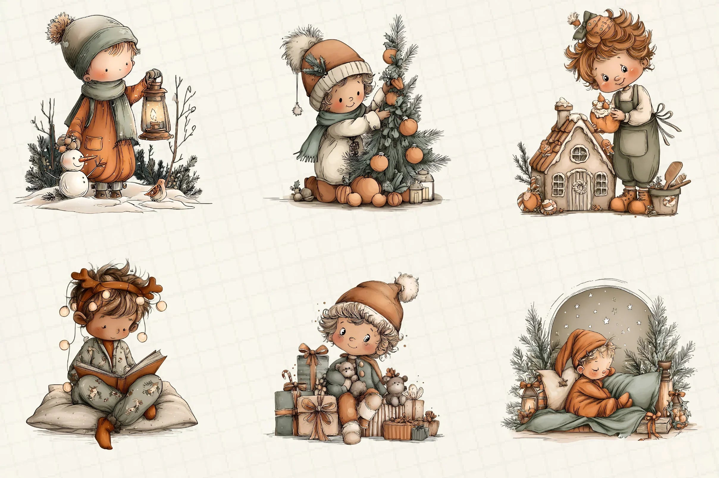 Whimsical Christmas Boy Clipart Bundle - CraftNest - Digital Crafting and Art