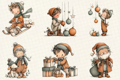 Whimsical Christmas Boy Clipart Bundle - CraftNest - Digital Crafting and Art
