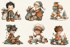 Whimsical Christmas Boy Clipart Bundle - CraftNest - Digital Crafting and Art