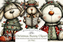 Whimsical Christmas Bunny Clipart Bundle - CraftNest - Digital Crafting and Art