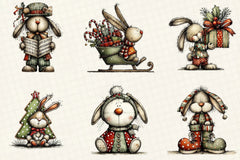 Whimsical Christmas Bunny Clipart Bundle - CraftNest - Digital Crafting and Art