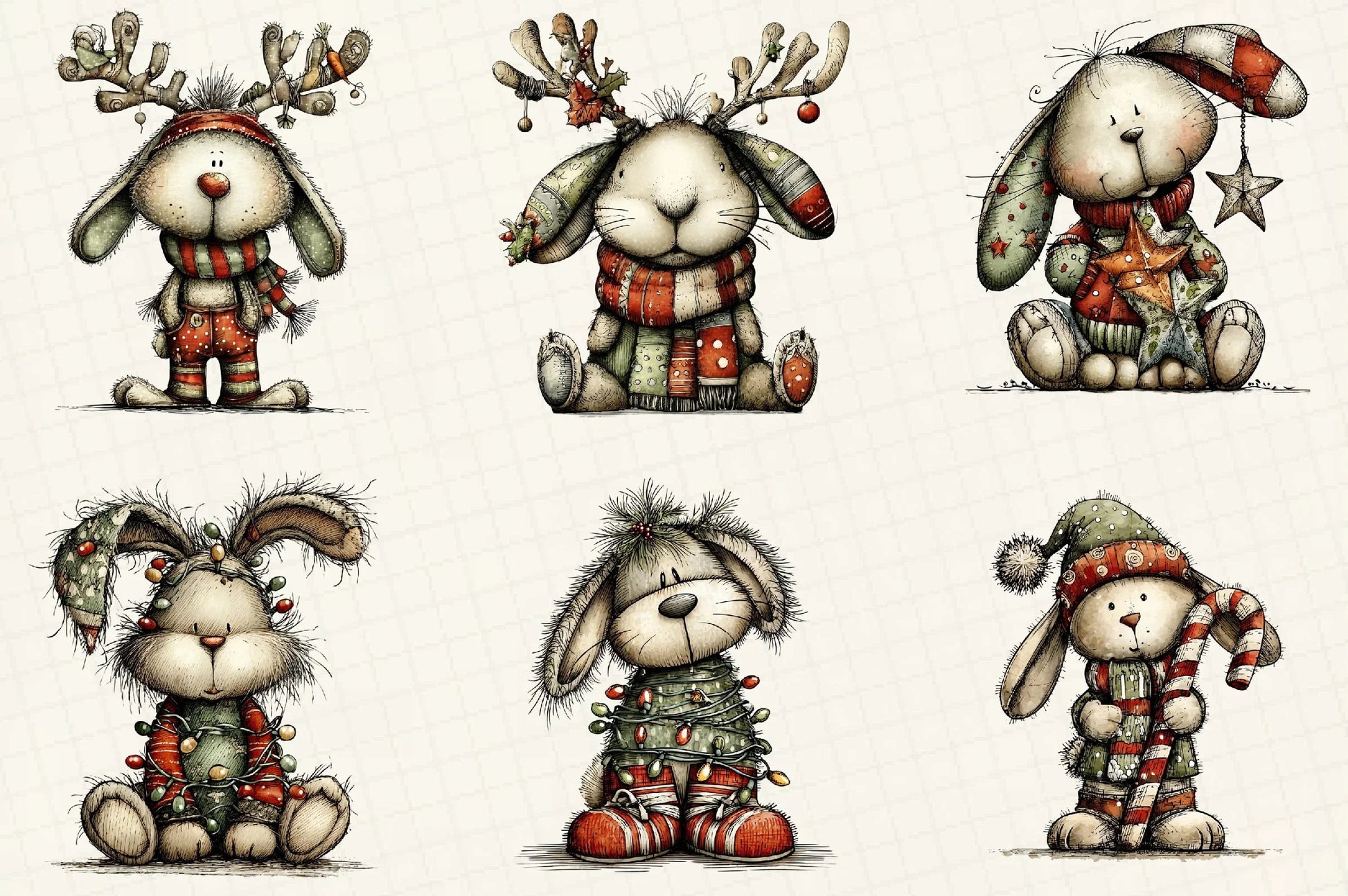 Whimsical Christmas Bunny Clipart Bundle - CraftNest - Digital Crafting and Art