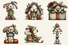 Whimsical Christmas Bunny Clipart Bundle - CraftNest - Digital Crafting and Art