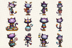 Whimsical Christmas Cat Clipart Bundle - CraftNest - Digital Crafting and Art