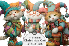 Whimsical Christmas Cat Clipart Bundle - CraftNest - Digital Crafting and Art