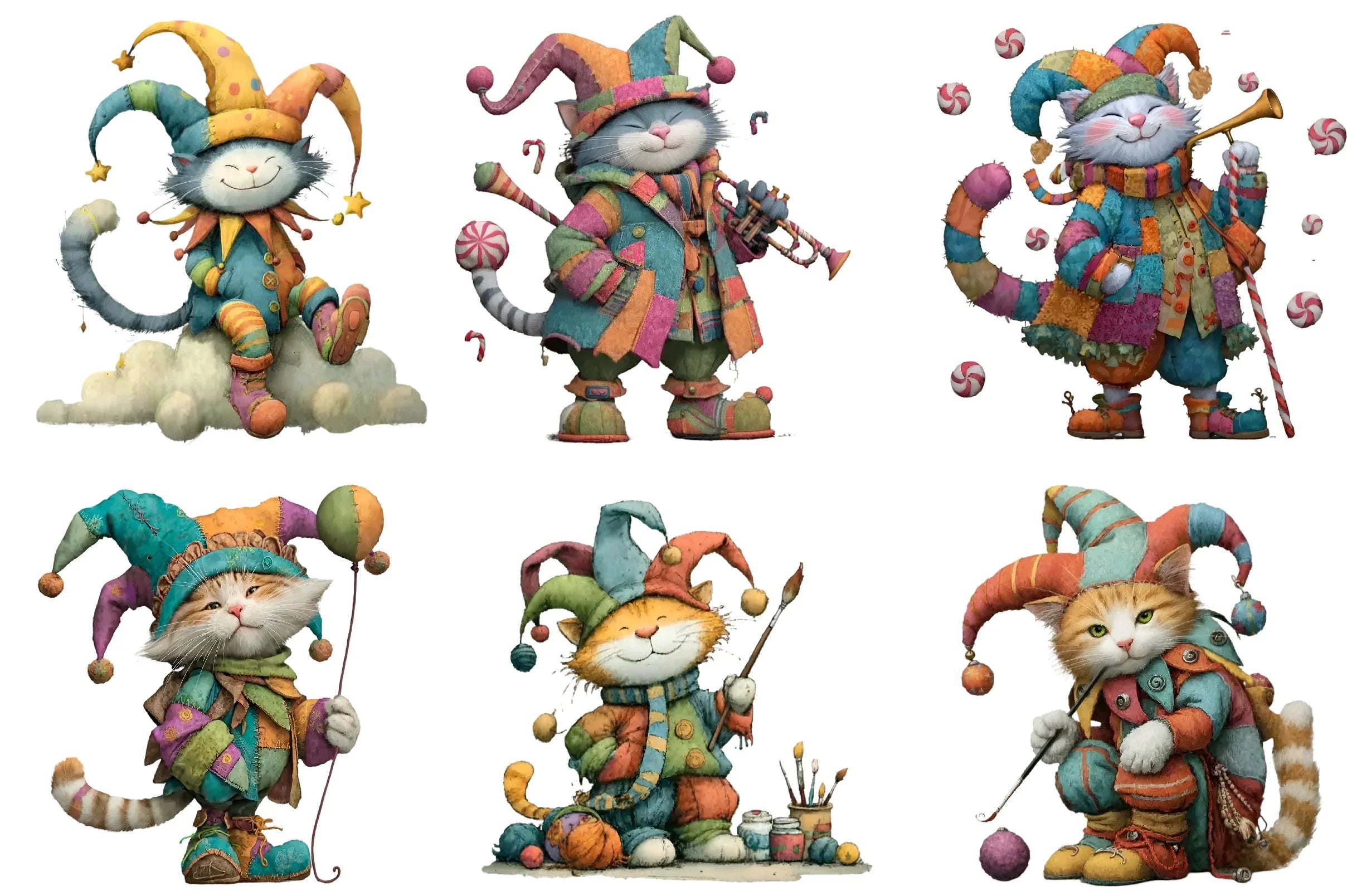 Whimsical Christmas Cat Clipart Bundle - CraftNest - Digital Crafting and Art