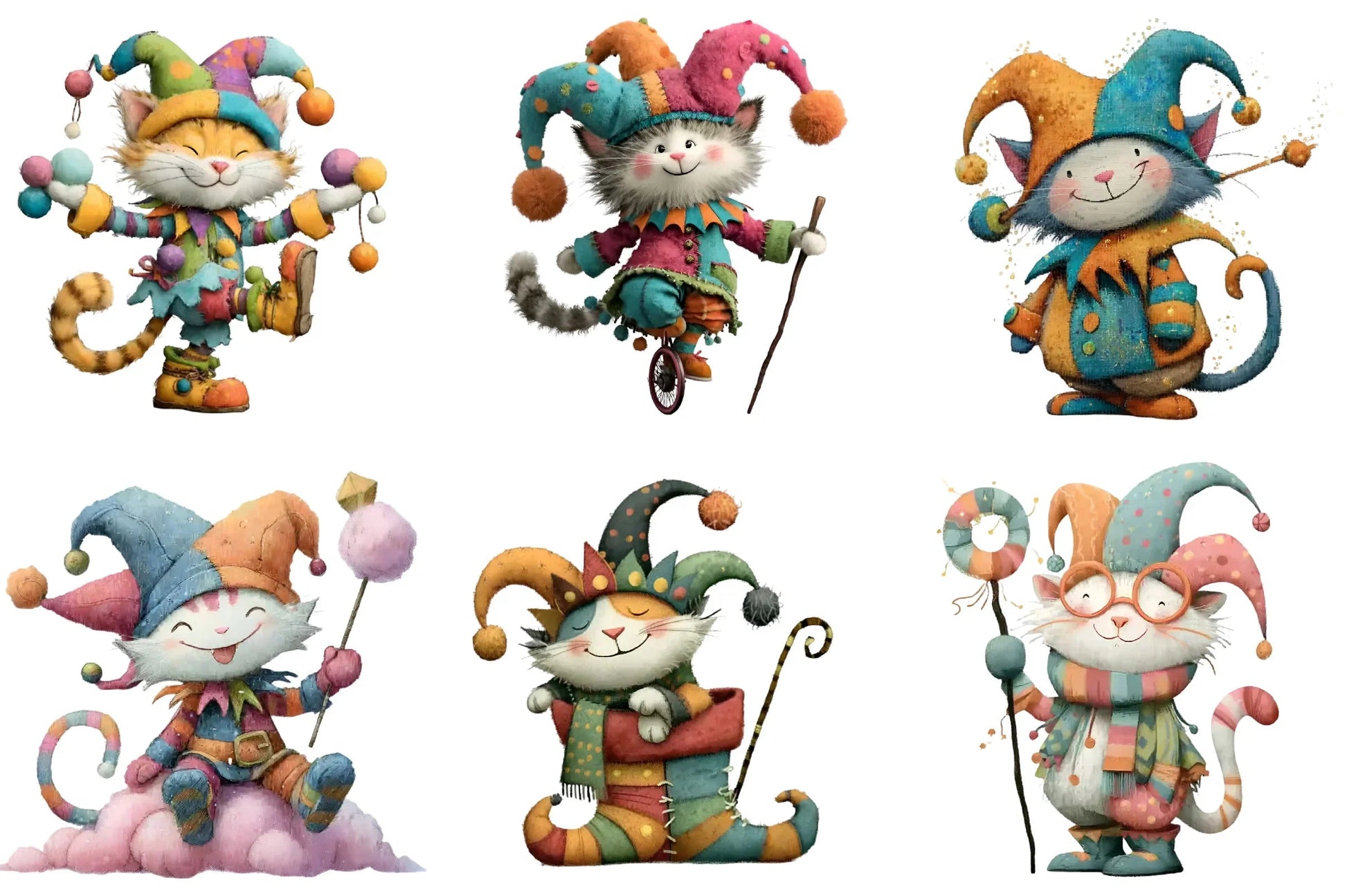 Whimsical Christmas Cat Clipart Bundle - CraftNest - Digital Crafting and Art