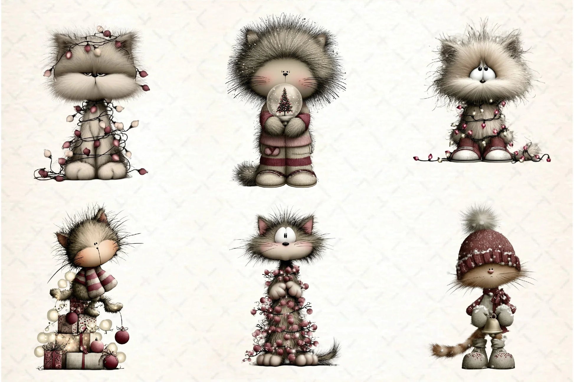 Whimsical Christmas Cat Clipart Design Bundle - CraftNest - Digital Crafting and Art
