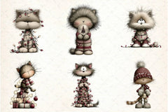 Whimsical Christmas Cat Clipart Design Bundle - CraftNest - Digital Crafting and Art