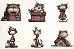 Whimsical Christmas Cat Clipart Design Bundle - CraftNest - Digital Crafting and Art
