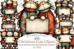 Whimsical Christmas Cats Clipart Bundle - CraftNest - Digital Crafting and Art