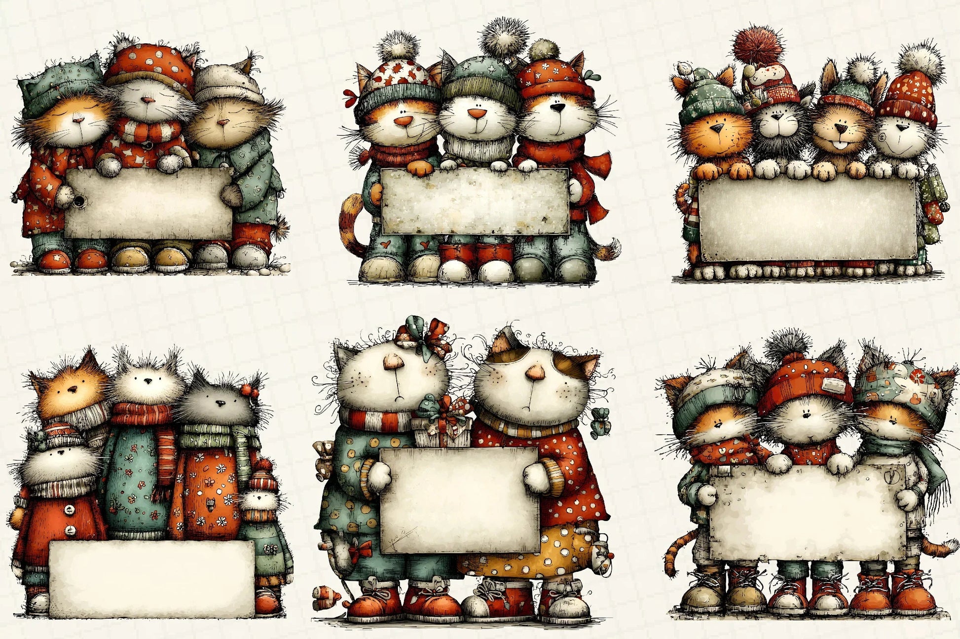 Whimsical Christmas Cats Clipart Bundle - CraftNest - Digital Crafting and Art