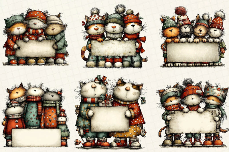 Whimsical Christmas Cats Clipart Bundle - CraftNest - Digital Crafting and Art