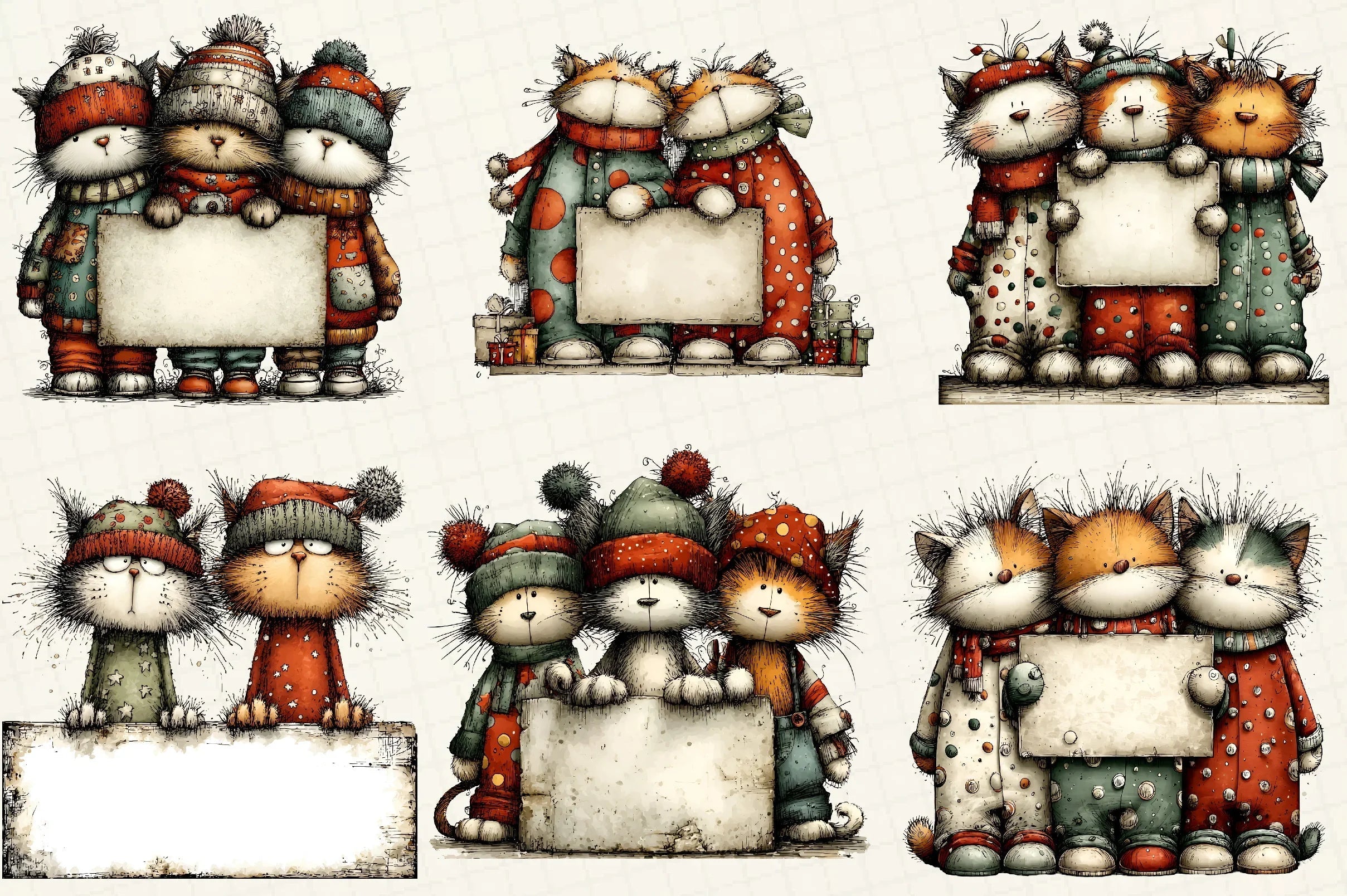 Whimsical Christmas Cats Clipart Bundle - CraftNest - Digital Crafting and Art