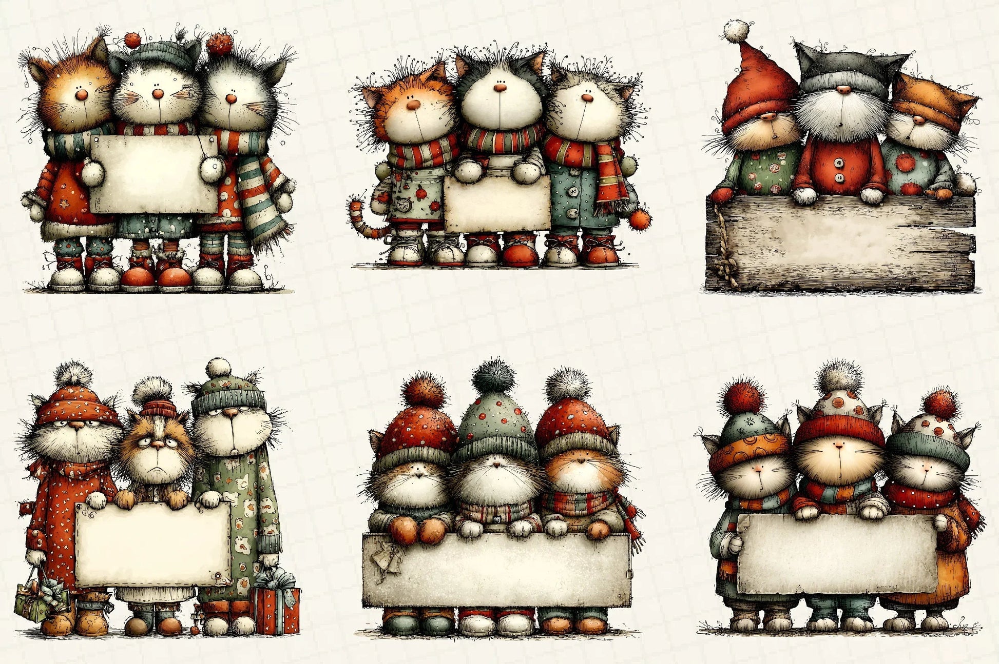Whimsical Christmas Cats Clipart Bundle - CraftNest - Digital Crafting and Art