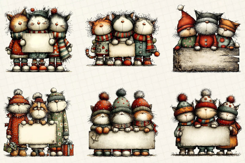 Whimsical Christmas Cats Clipart Bundle - CraftNest - Digital Crafting and Art