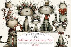 Whimsical Christmas Cats Clipart Bundle - CraftNest - Digital Crafting and Art