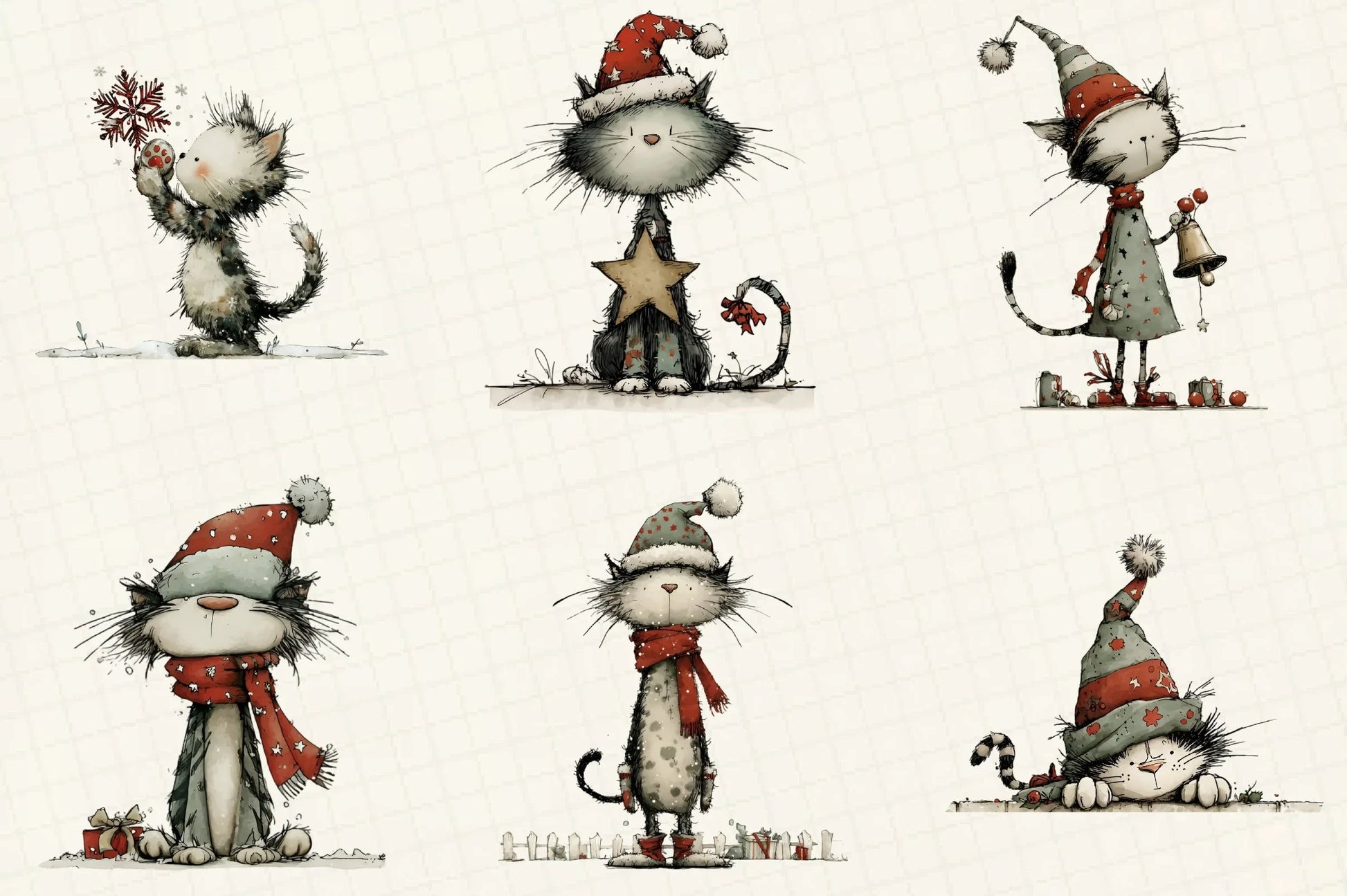 Whimsical Christmas Cats Clipart Bundle - CraftNest - Digital Crafting and Art