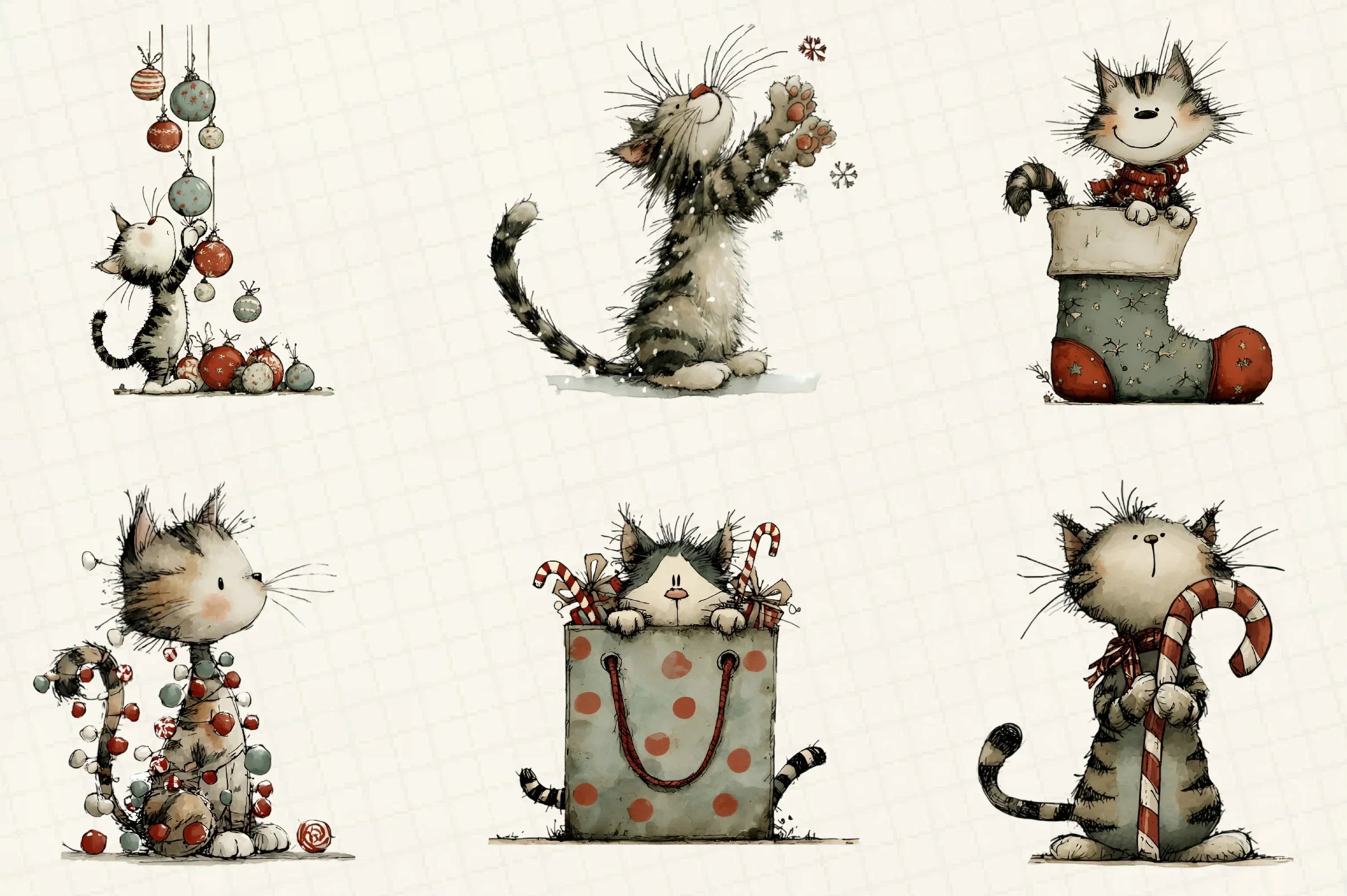 Whimsical Christmas Cats Clipart Bundle - CraftNest - Digital Crafting and Art