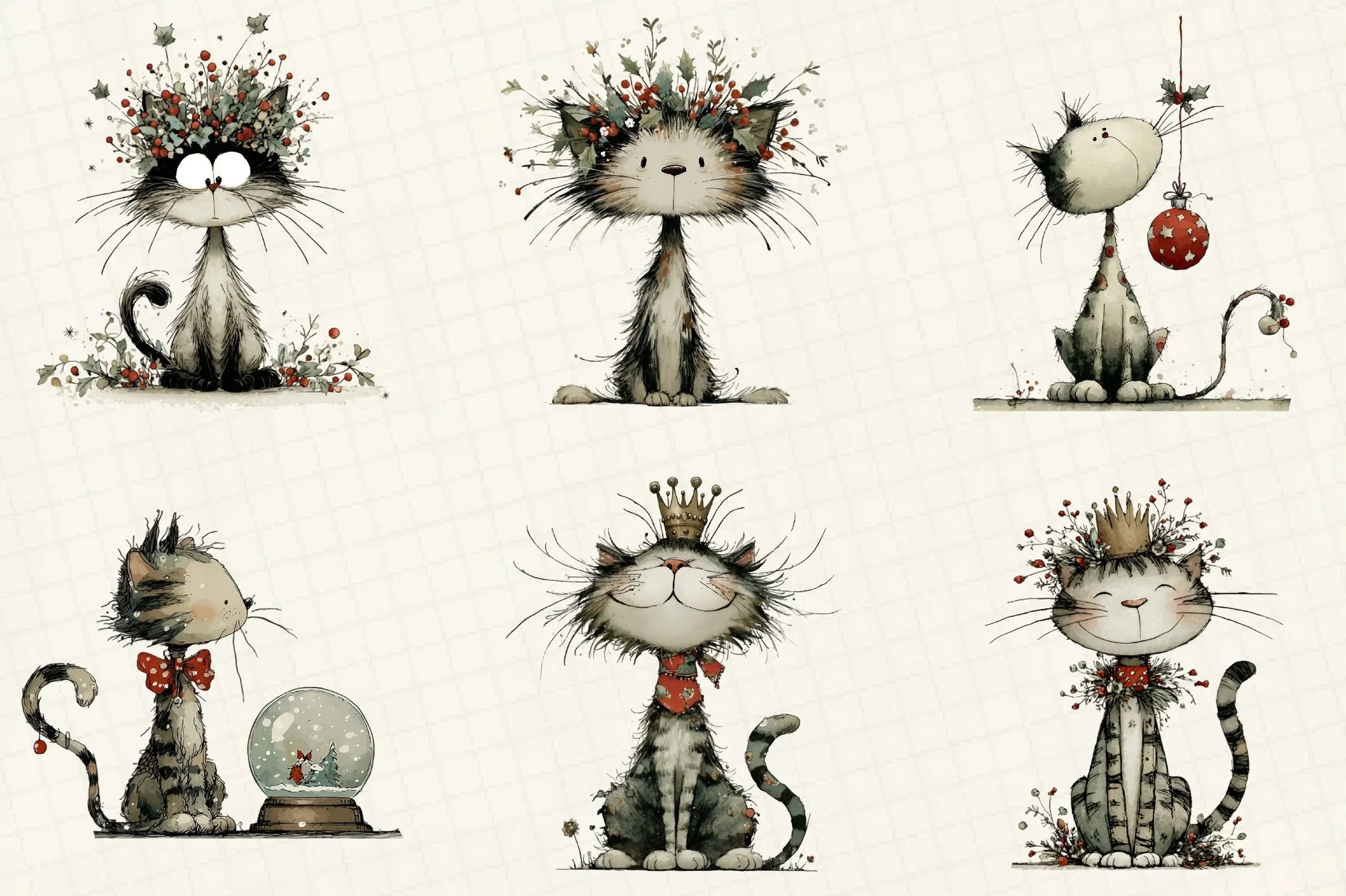 Whimsical Christmas Cats Clipart Bundle - CraftNest - Digital Crafting and Art
