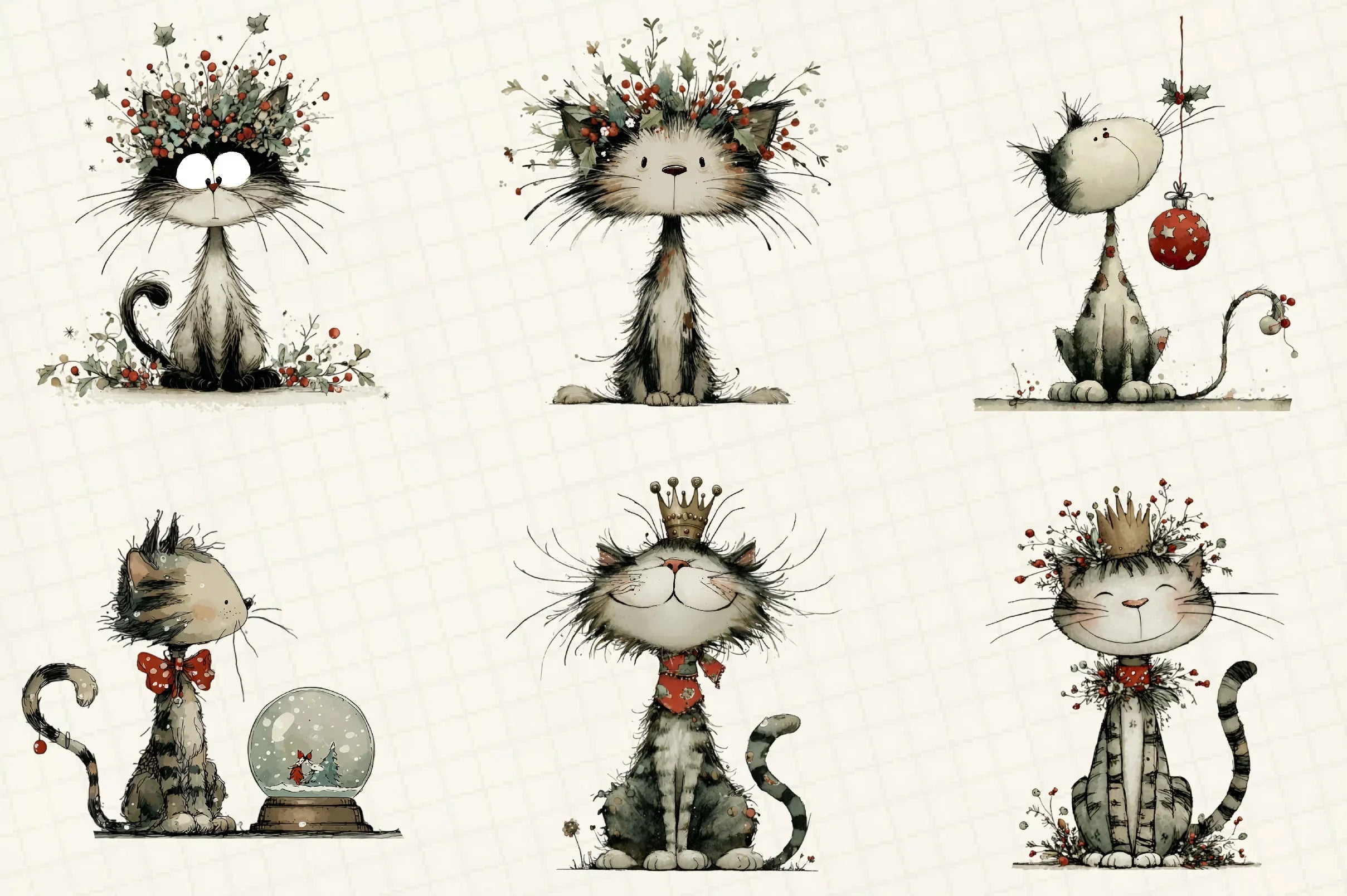 Whimsical Christmas Cats Clipart Bundle - CraftNest - Digital Crafting and Art
